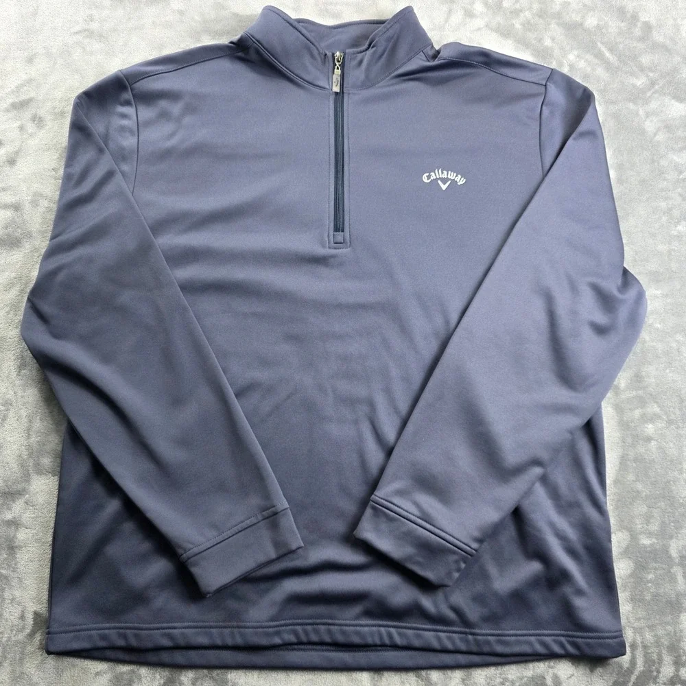 Callaway Quarter Zip Pullover Mens XXL Gray Fleece Lined Performance Golf Top‎